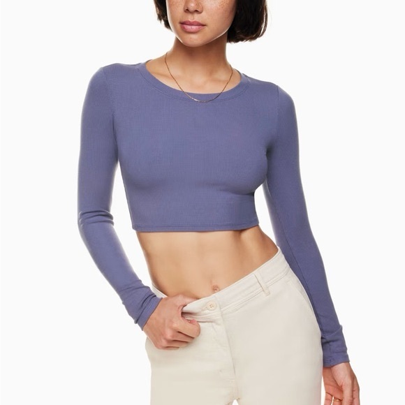 Tops - Aritzia Wilfred Free GoTo Cropped Longsleeve in Gd Deep Violet